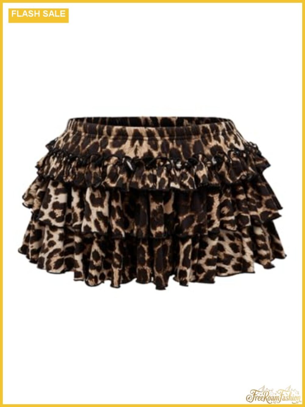 Y2K Cheetah Print Ruffle Mini Skirt Tiered A-Line Cake Skirt
